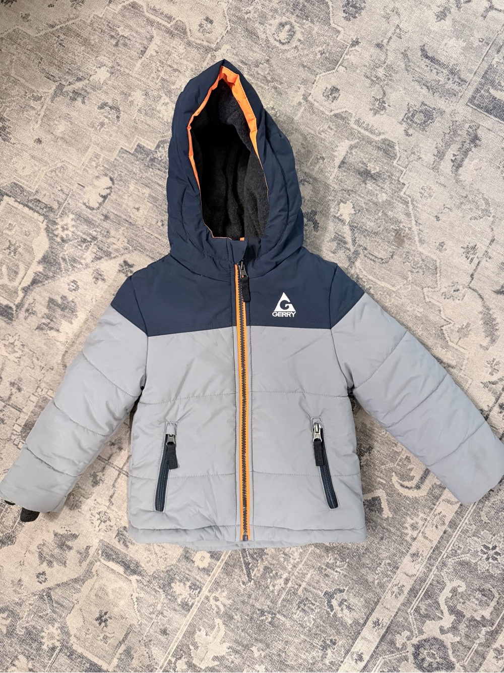 Gerry kids' Navy & Light Gray Puffer Jacket with Hood
